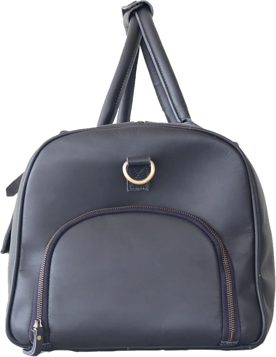 Leather Travel Duffel Bag, 22"Leather Weekender Bag with Shoe Compartment, Handmade Waterproof Duffel Bag for Men&Women, Weekender Overnight Bag with Shoe Pouch (2 Black)