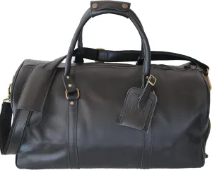 Leather Travel Duffel Bag, 22"Leather Weekender Bag with Shoe Compartment, Handmade Waterproof Duffel Bag for Men&Women, Weekender Overnight Bag with Shoe Pouch (2 Black)