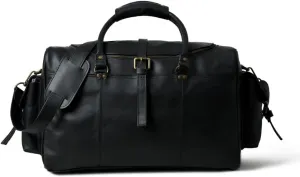 Leather Travel Duffel Bag for Men and Women - Grain Leather, Genuine leather, Gift, Weekend Bag, Overnight Full Grain Retro, Sport Gym, Airplane Luggage Carry on Luggage Bag (Black),