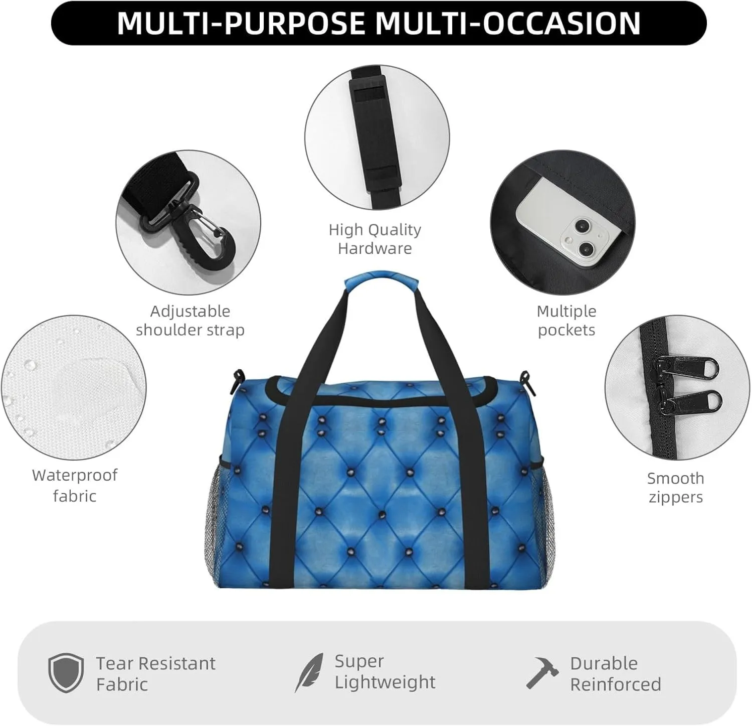 Leather Travel Duffel Bag Large Foldable Waterproof Overnight Bag For Beach Swim Bags Pool Sports Gym