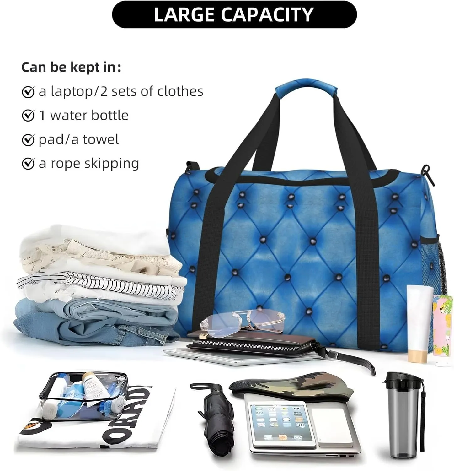 Leather Travel Duffel Bag Large Foldable Waterproof Overnight Bag For Beach Swim Bags Pool Sports Gym