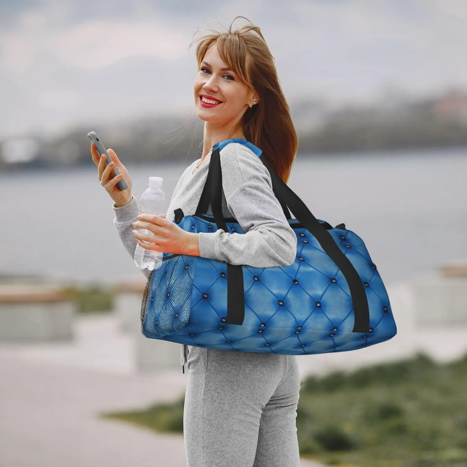 Leather Travel Duffel Bag Large Foldable Waterproof Overnight Bag For Beach Swim Bags Pool Sports Gym