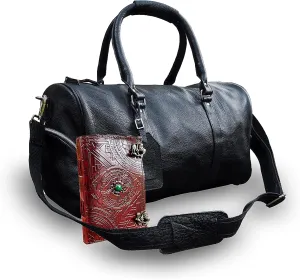 Leather Travel Duffel Bags for Men and Women Leather Overnight Weekend Leather Black Luggage Sports Gym Duffle