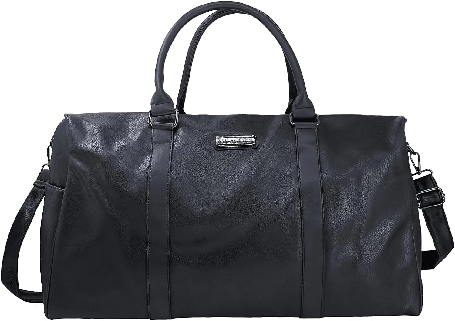 Leather Travel Duffel Weekender Bag Carry on Overnight Bag Sports Duffel bag Waterproof Tote Duffel Bag For men and Women - Black