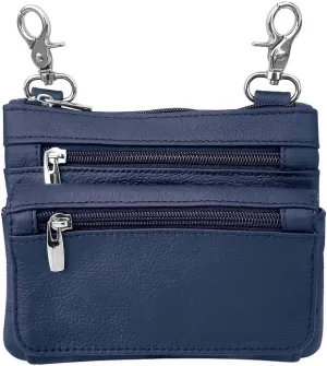 Leather Waist Bags, Hip Waist Belt Bag For Women, Crossbody Bags Clipon Fanny Pack Size: 7½"x 6" Blue