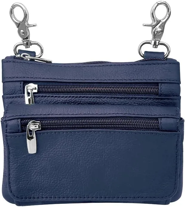 Leather Waist Bags, Hip Waist Belt Bag For Women, Crossbody Bags Clipon Fanny Pack Size: 7½"x 6" Blue
