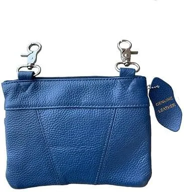 Leather Waist Bags, Hip Waist Belt Bag For Women, Crossbody Bags Clipon Fanny Pack Size: 7½"x 6" Blue