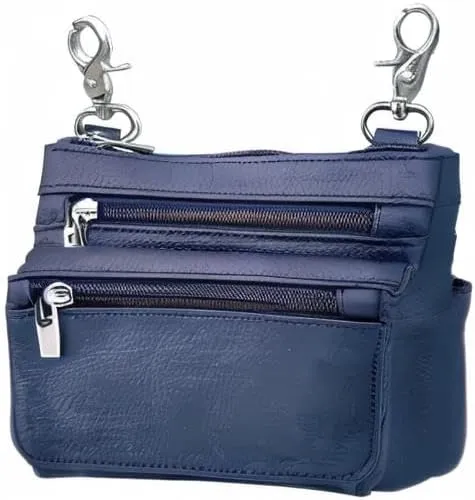 Leather Waist Bags, Hip Waist Belt Bag For Women, Crossbody Bags Clipon Fanny Pack Size: 7½"x 6" Blue