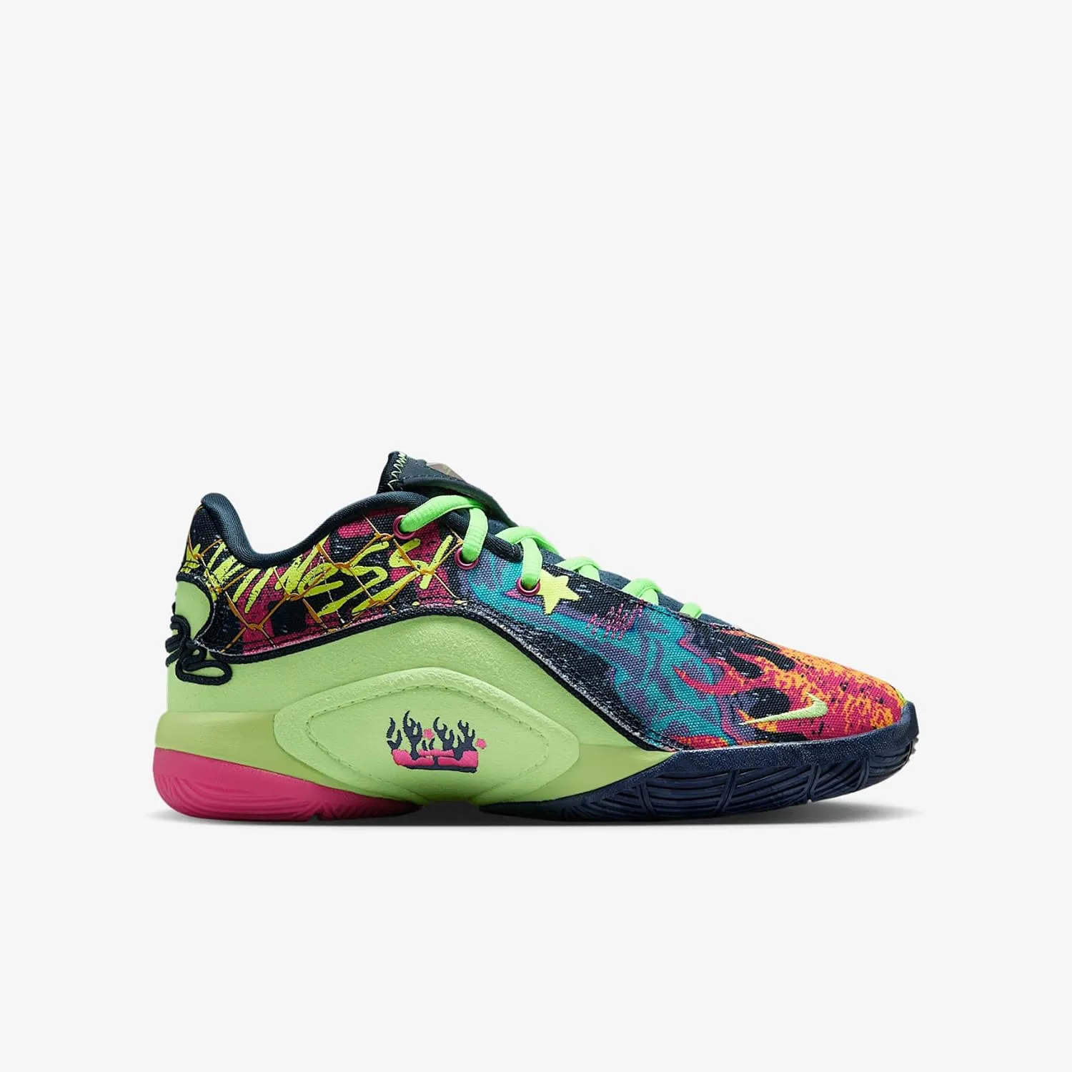 Lebron XXII Big Kids' Basketball Shoes (IB9255-400, Blustery/Ghost Green/Diffused Blue/Fireberry)