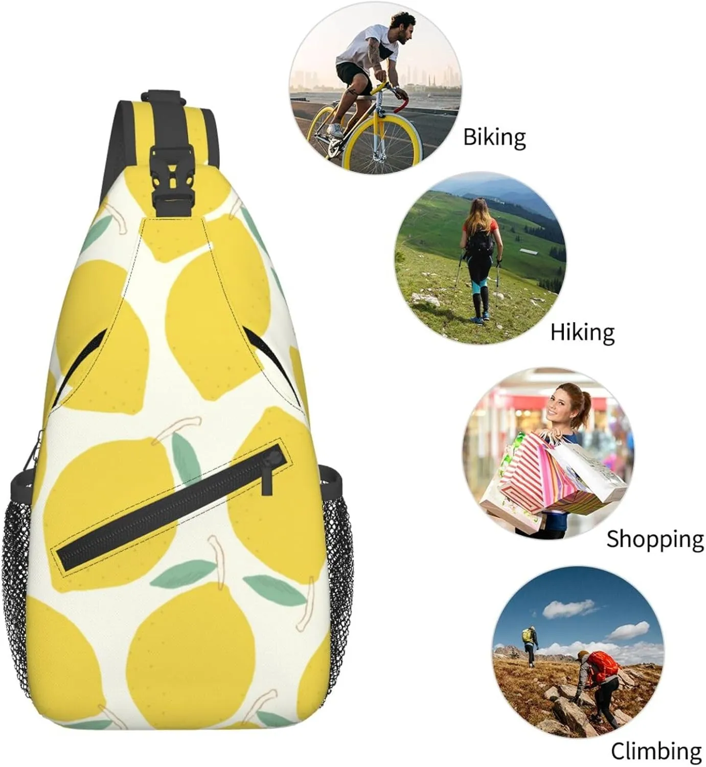 Lemon Crossbody Sling Backpack Sling Bag Adjustable Chest Shoulder Daypack For Women Men