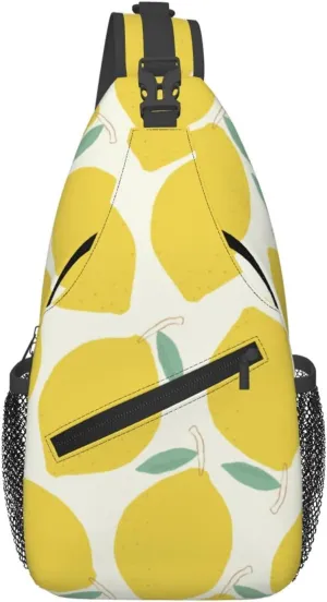 Lemon Crossbody Sling Backpack Sling Bag Adjustable Chest Shoulder Daypack For Women Men