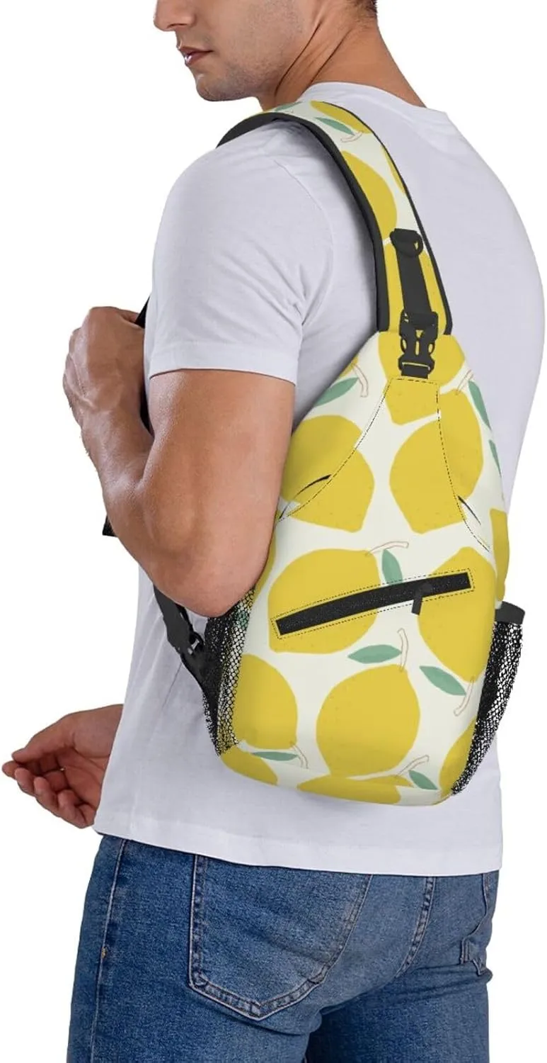 Lemon Crossbody Sling Backpack Sling Bag Adjustable Chest Shoulder Daypack For Women Men