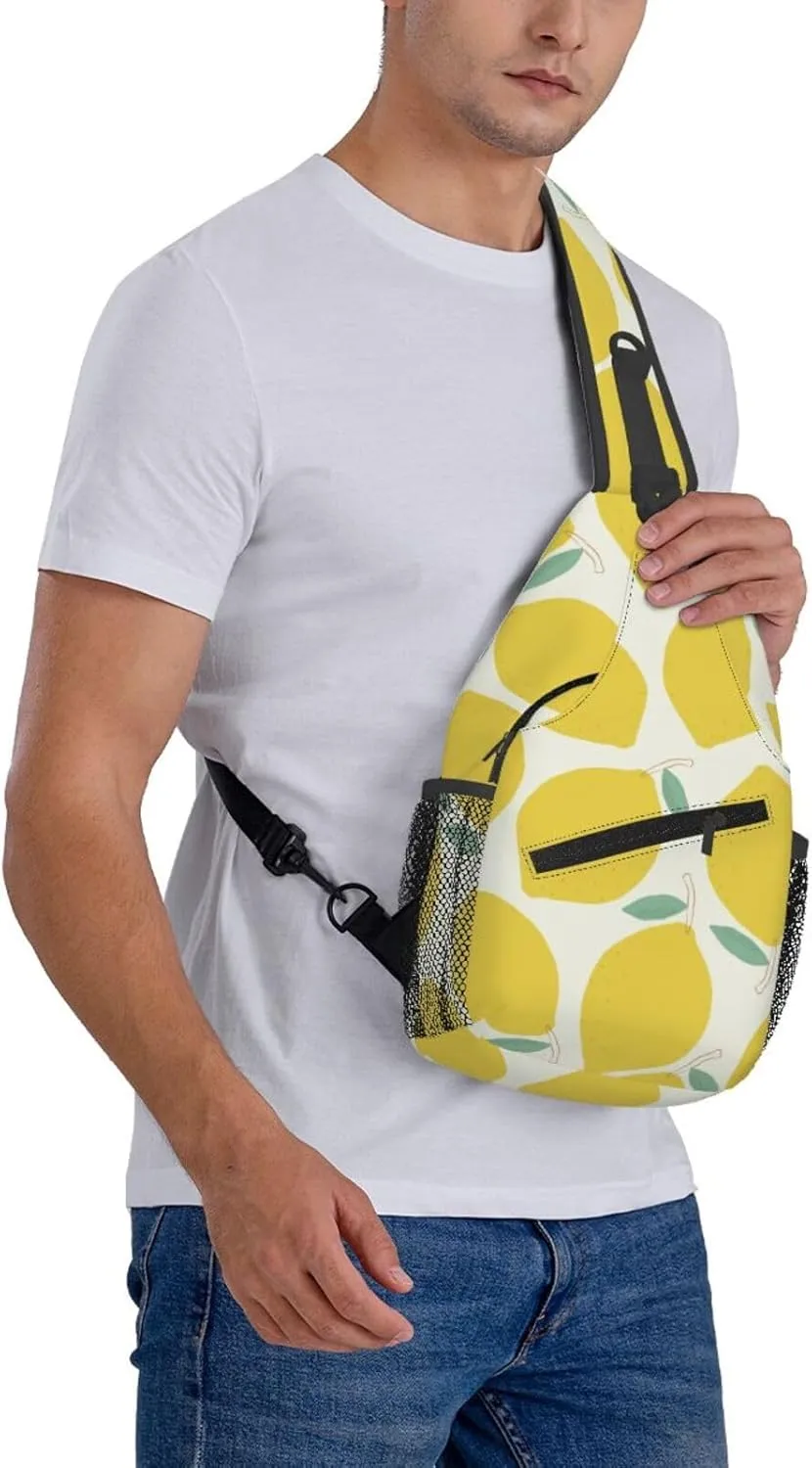 Lemon Crossbody Sling Backpack Sling Bag Adjustable Chest Shoulder Daypack For Women Men