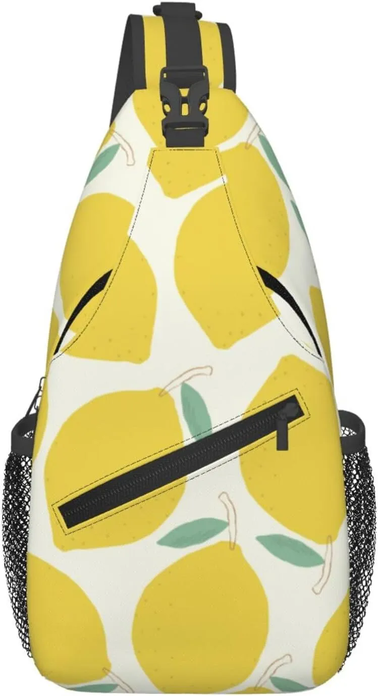 Lemon Crossbody Sling Backpack Sling Bag Adjustable Chest Shoulder Daypack For Women Men