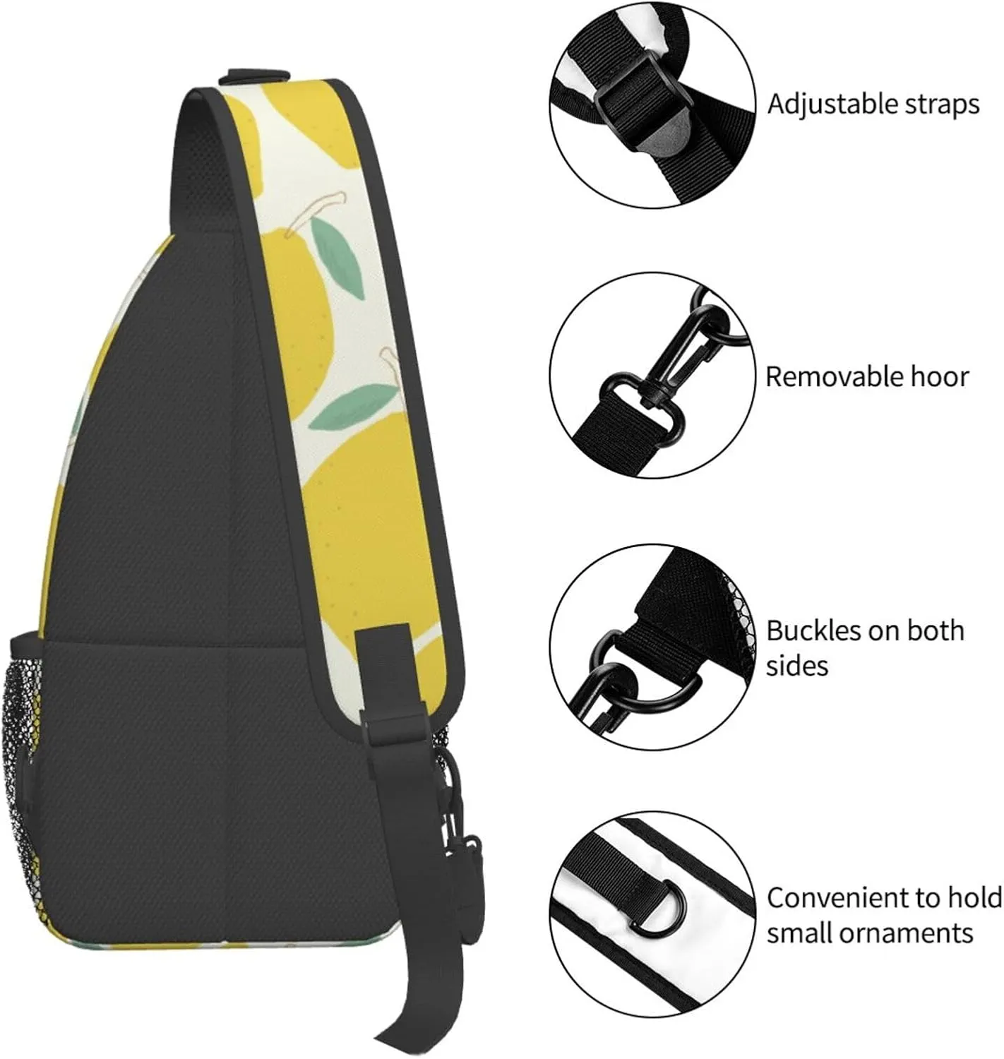 Lemon Crossbody Sling Backpack Sling Bag Adjustable Chest Shoulder Daypack For Women Men