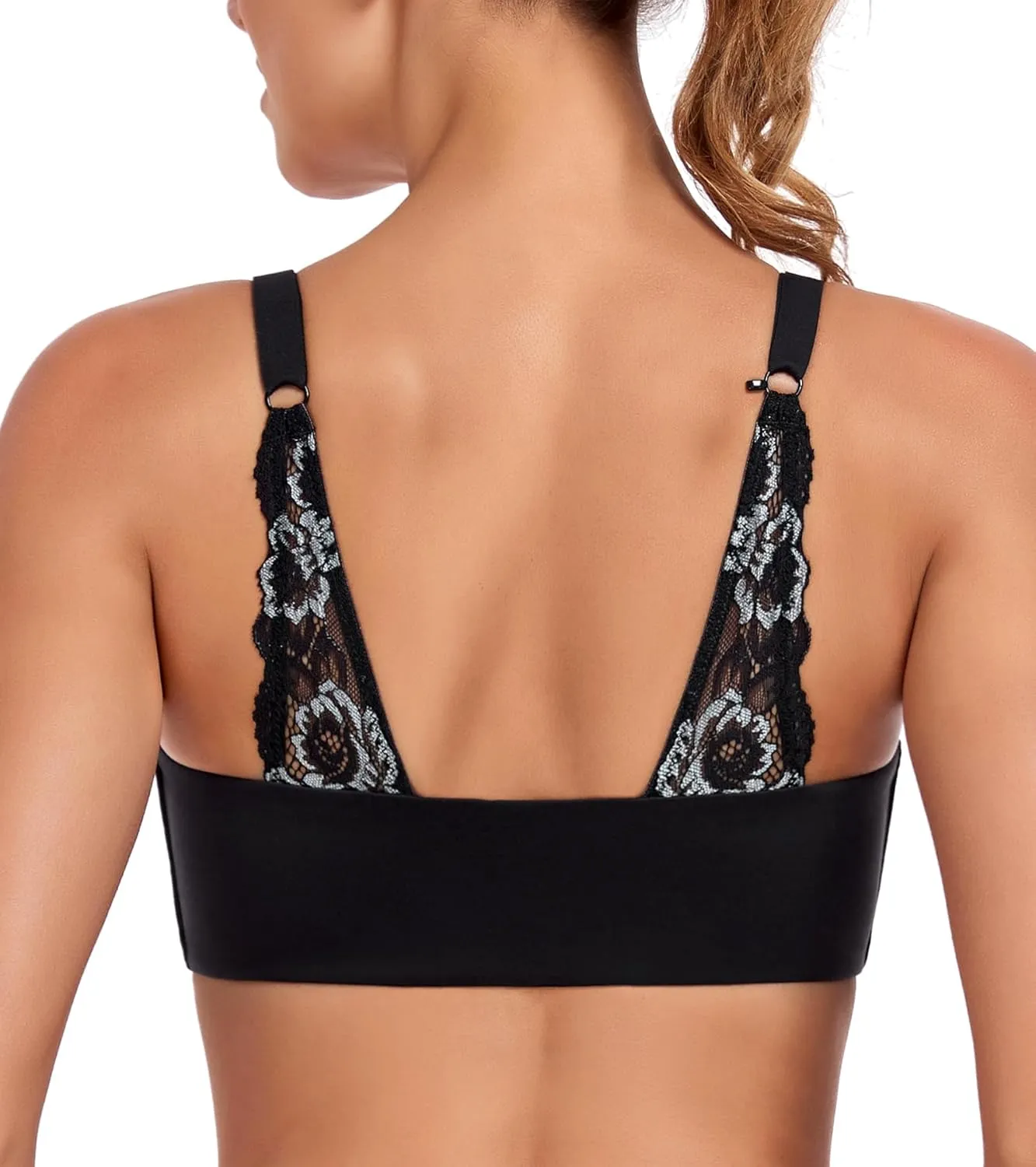 Lemorosy Women's Front Closure Bra Comfortable Wireless Lightly Lined Plus Size Full Coverage Racerback Brassiere