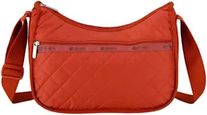 LeSportsac Cinnebar Deboss Classic Hobo Crossbody Bag   Cosmetic Bag, Style 7520/Color M219, Earthy & Sultry Cinnamon Hue, Zesty Neutral Evokes Strength, Unique Quilted Debossed Specialty Pattern