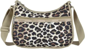 LeSportsac Flaxen Leopard Classic Hobo Crossbody Bag   Cosmetic Bag, Style 7520/Color U299, Fashion Trending Modern Abstract Interpretative Leopard Design in Cocoa, Palomino & Sleek Black
