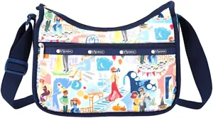 LeSportsac Masquerade Classic Hobo Crossbody Bag   Cosmetic Bag, Style 7520/Color E713, Modern Masquerade Ball, Elegantly & Fashionably Dressed Whimsical People, Glamorous & Mysterious Party,Pearlized