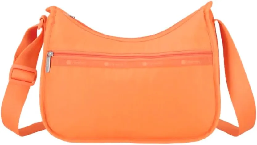 LeSportsac Tangerine Classic Hobo Crossbody Bag   Cosmetic Bag, Style 7520/Color R119, Uplifting & Vibrant Juicy Orange, Zesty New Neutral Evokes Joy, Positivity & Friendship, Luminous Citrus Shade
