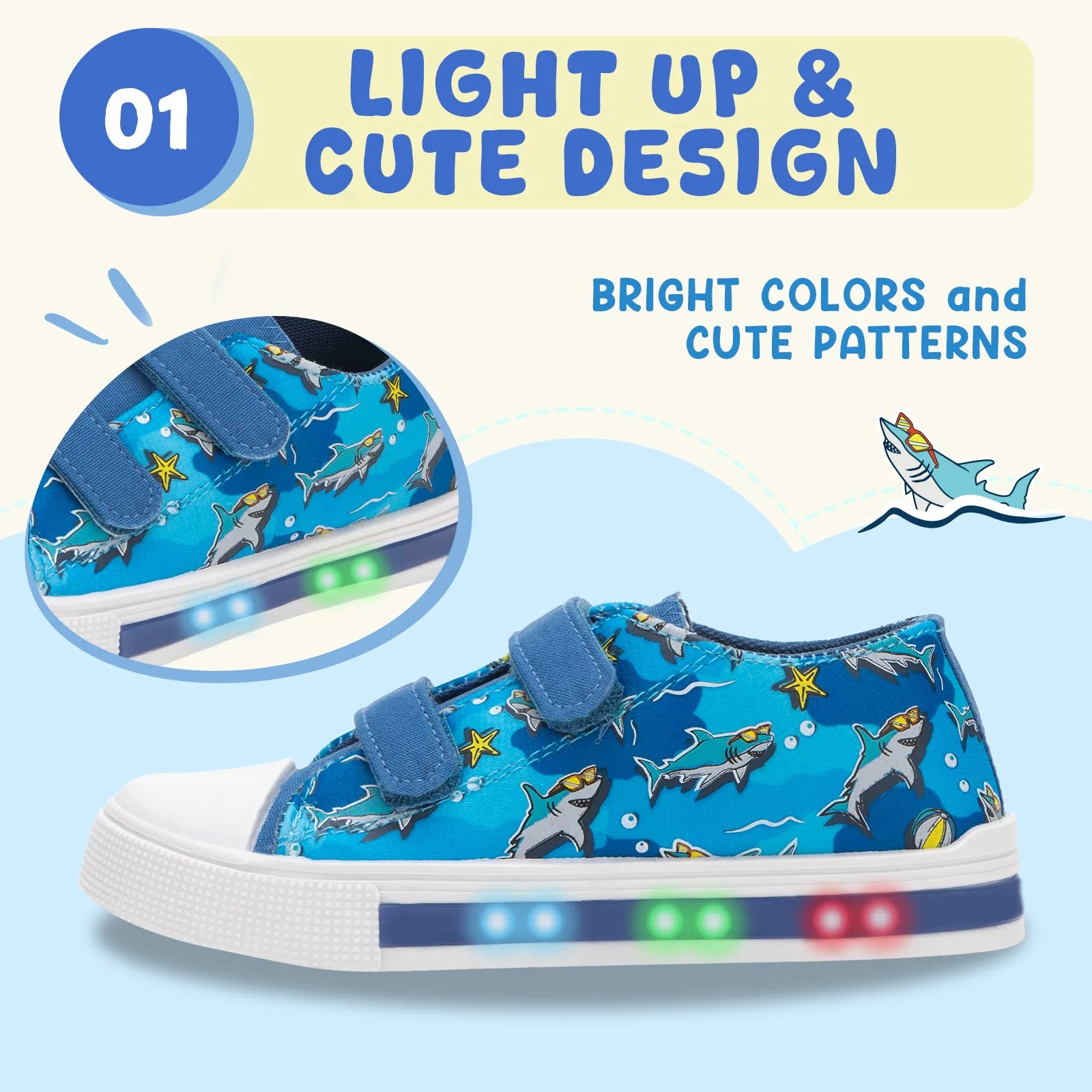 Light Up Dual Straps Kids Sneakers