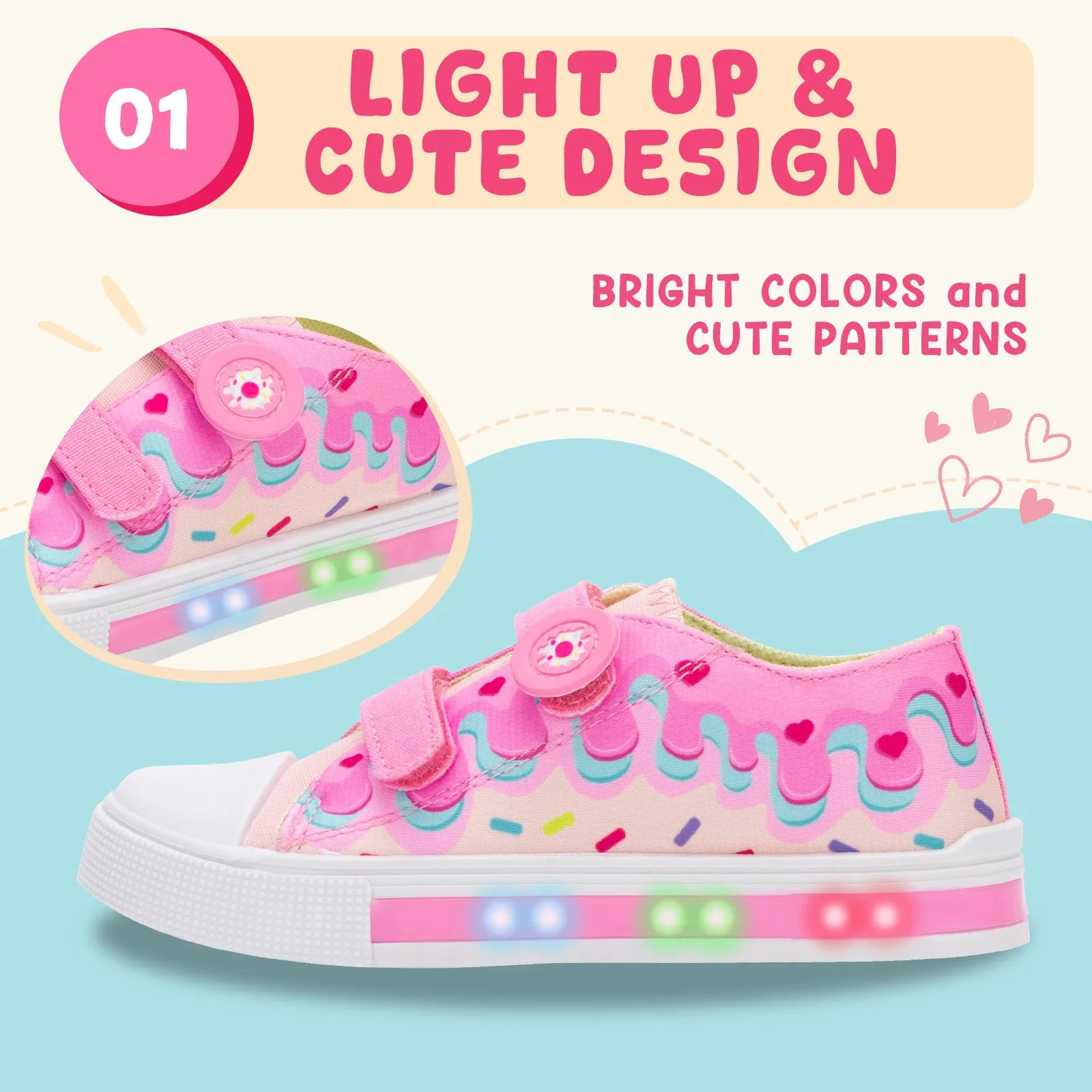Light Up Dual Straps Kids Sneakers