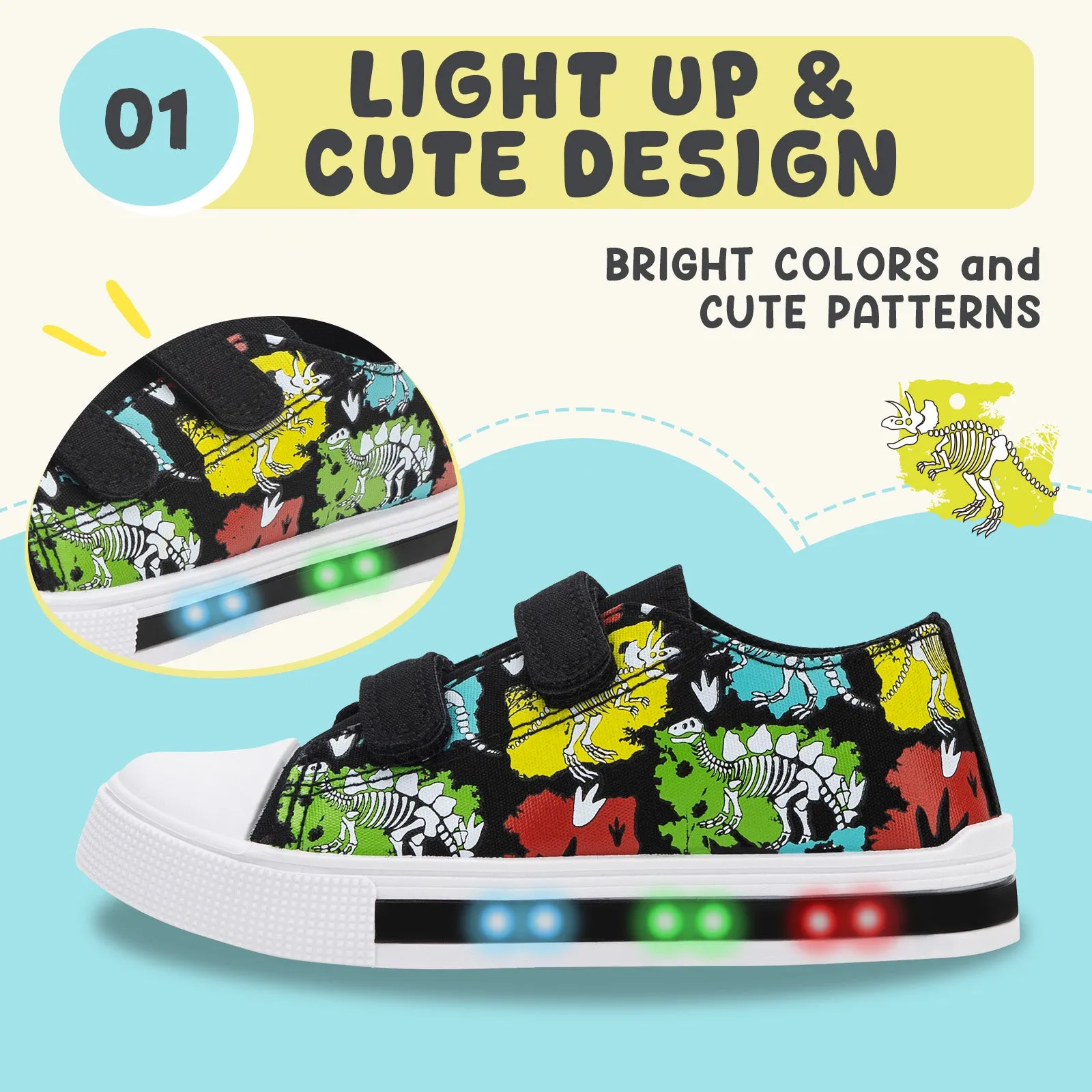 Light Up Dual Straps Kids Sneakers