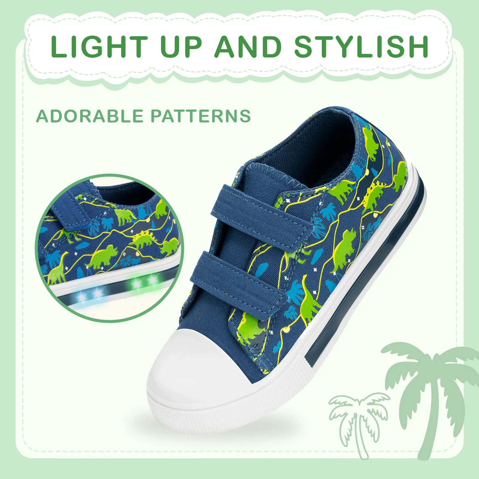 Light Up Kids Sneakers Shoes with Hook and Loops