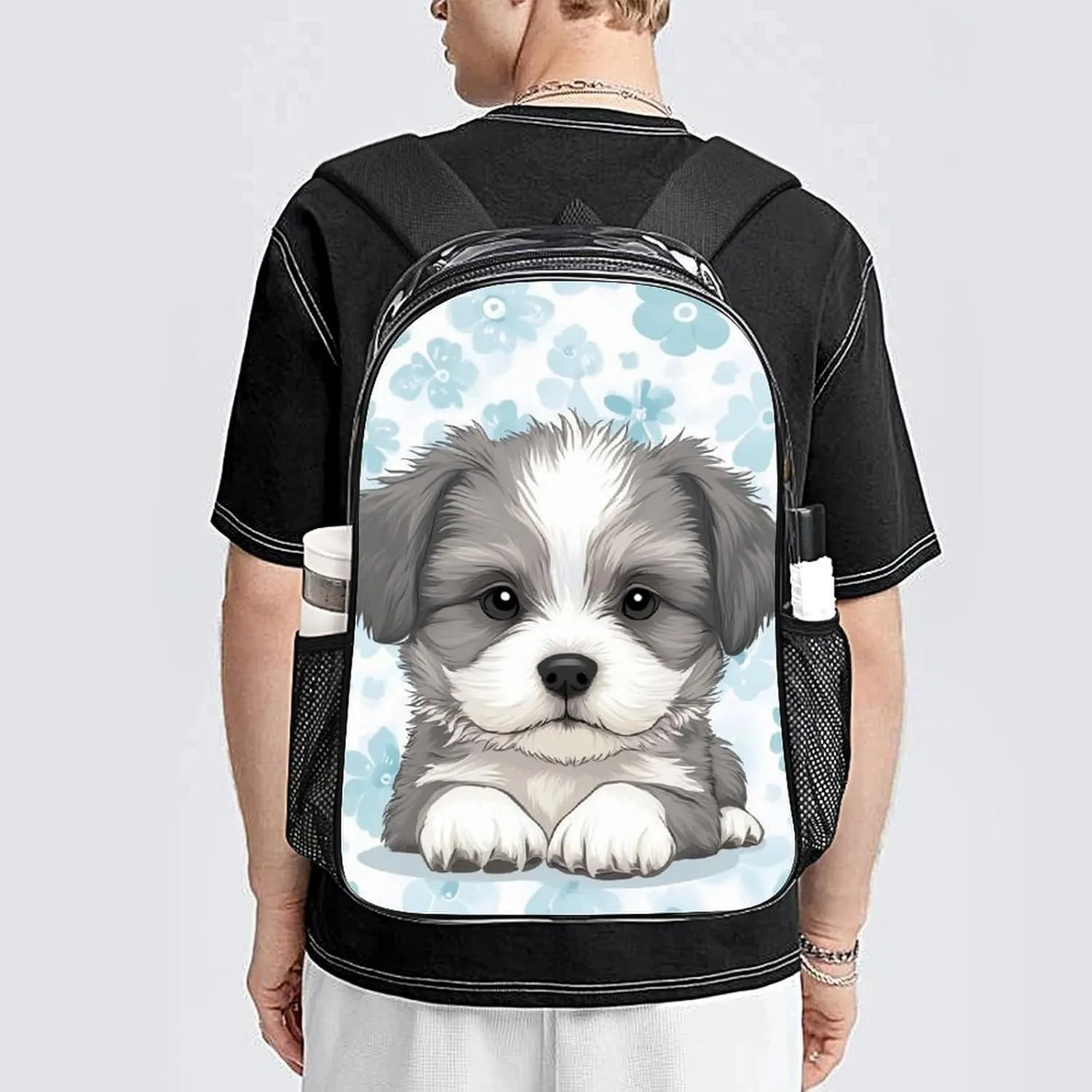 Lightweight Daypack Bookbag for Trekking Business Walking Cycling - Big Capacity Transparent Multipurpose Carry On Bag, Cute Schnauzer Dog Business Computer Bag