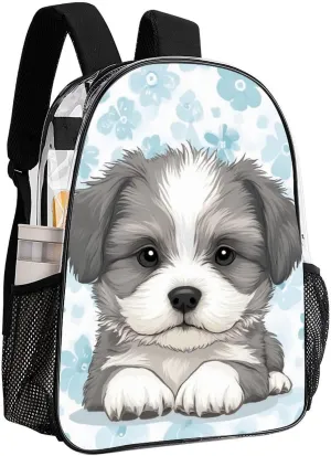 Lightweight Daypack Bookbag for Trekking Business Walking Cycling - Big Capacity Transparent Multipurpose Carry On Bag, Cute Schnauzer Dog Business Computer Bag