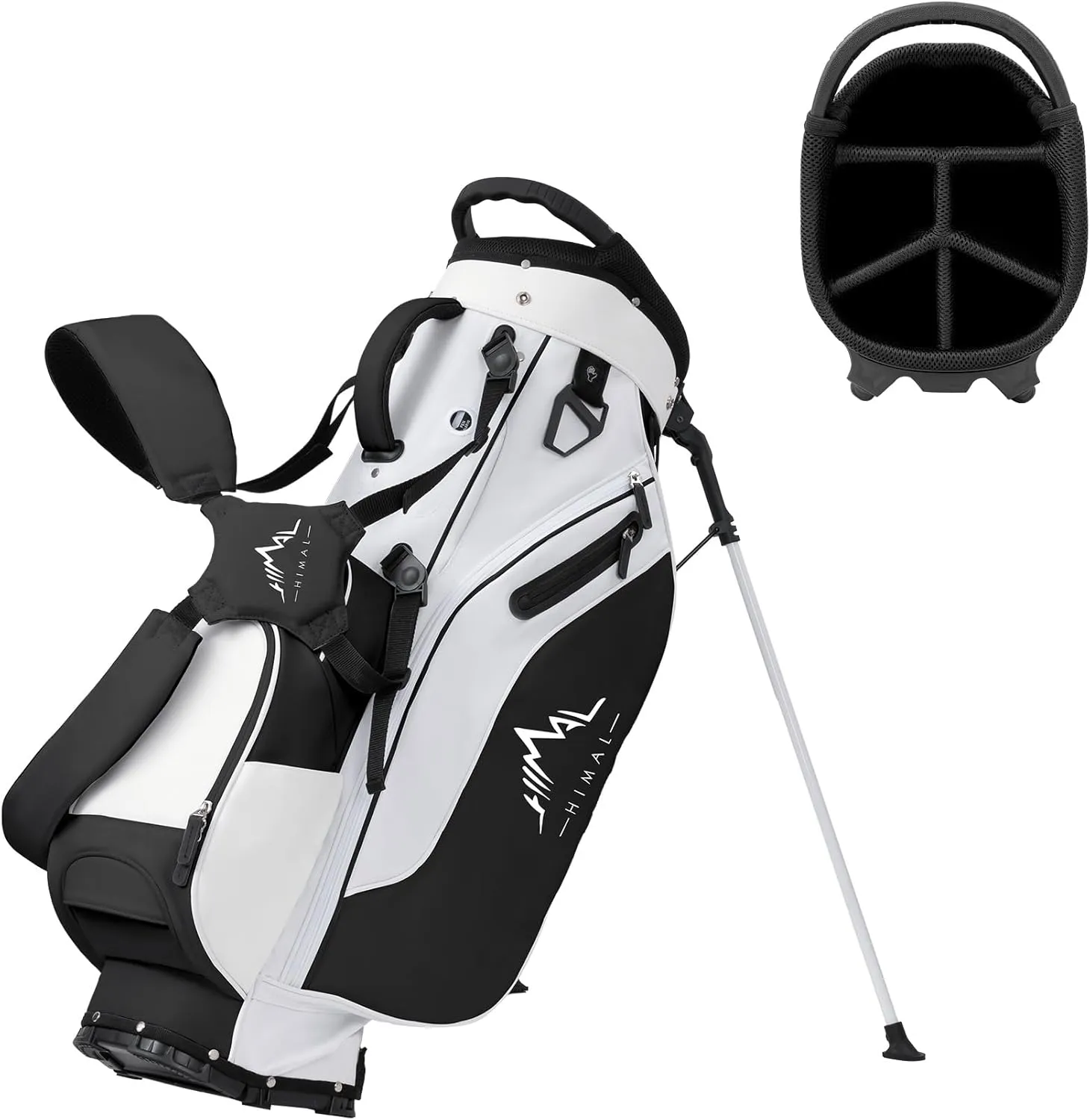 Lightweight Golf Stand Bag with 5 Way Full-Length Dividers, Semi-Concealed Stand, Folding Base, Adjustable Dual Straps and 8 Pockets