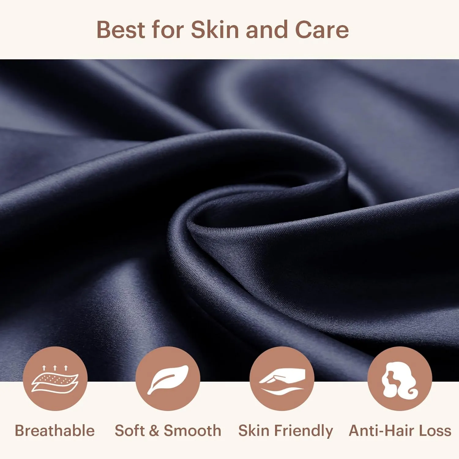 LILYSILK Silk Pillowcase for Hair and Skin Standard-100% Mulberry Silk 19 Momme Both Sides Silk Bed Pillow Cover with Hidden Zipper, 1 Pc (Standard Size 20''x 26'', Navy Blue)