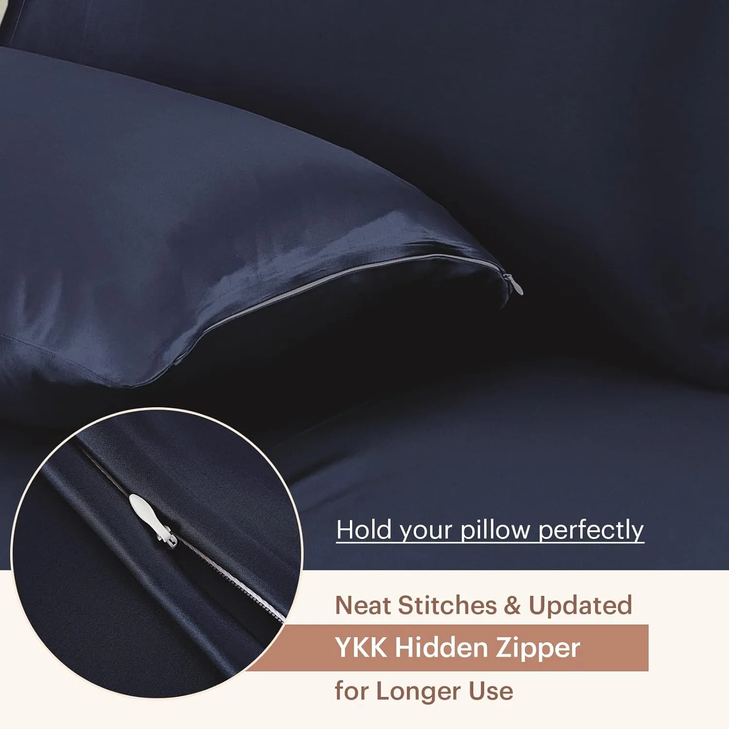 LILYSILK Silk Pillowcase for Hair and Skin Standard-100% Mulberry Silk 19 Momme Both Sides Silk Bed Pillow Cover with Hidden Zipper, 1 Pc (Standard Size 20''x 26'', Navy Blue)
