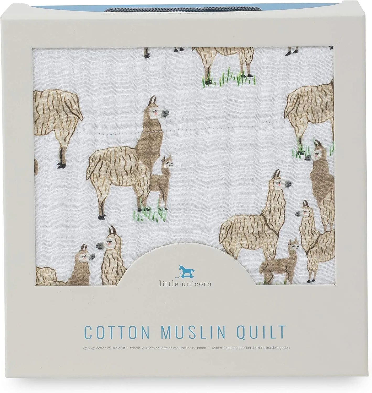 Little Unicorn Original Premium Cotton Quilt | Multi-Layered & Extra-Soft Muslin Fabric |for Babies & Toddlers (Llama Llama)