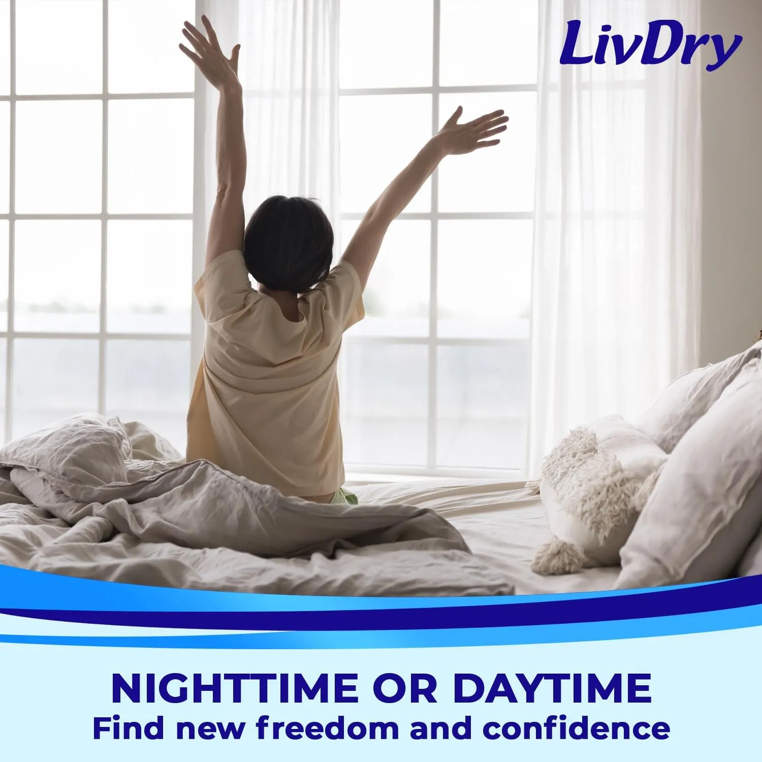 LivDry Adult M Incontinence Underwear, Overnight Comfort Absorbency, Leak Protection, Medium, 17-Pack
