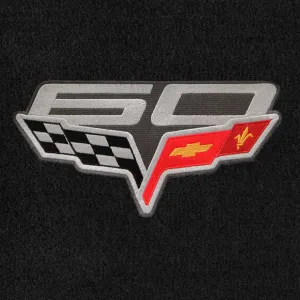 Lloyd Mats ® - Velourtex Ebony Front Floor Mats for Corvette 60th Anniversary 2013 with Corvette 60th Anniversary Logo