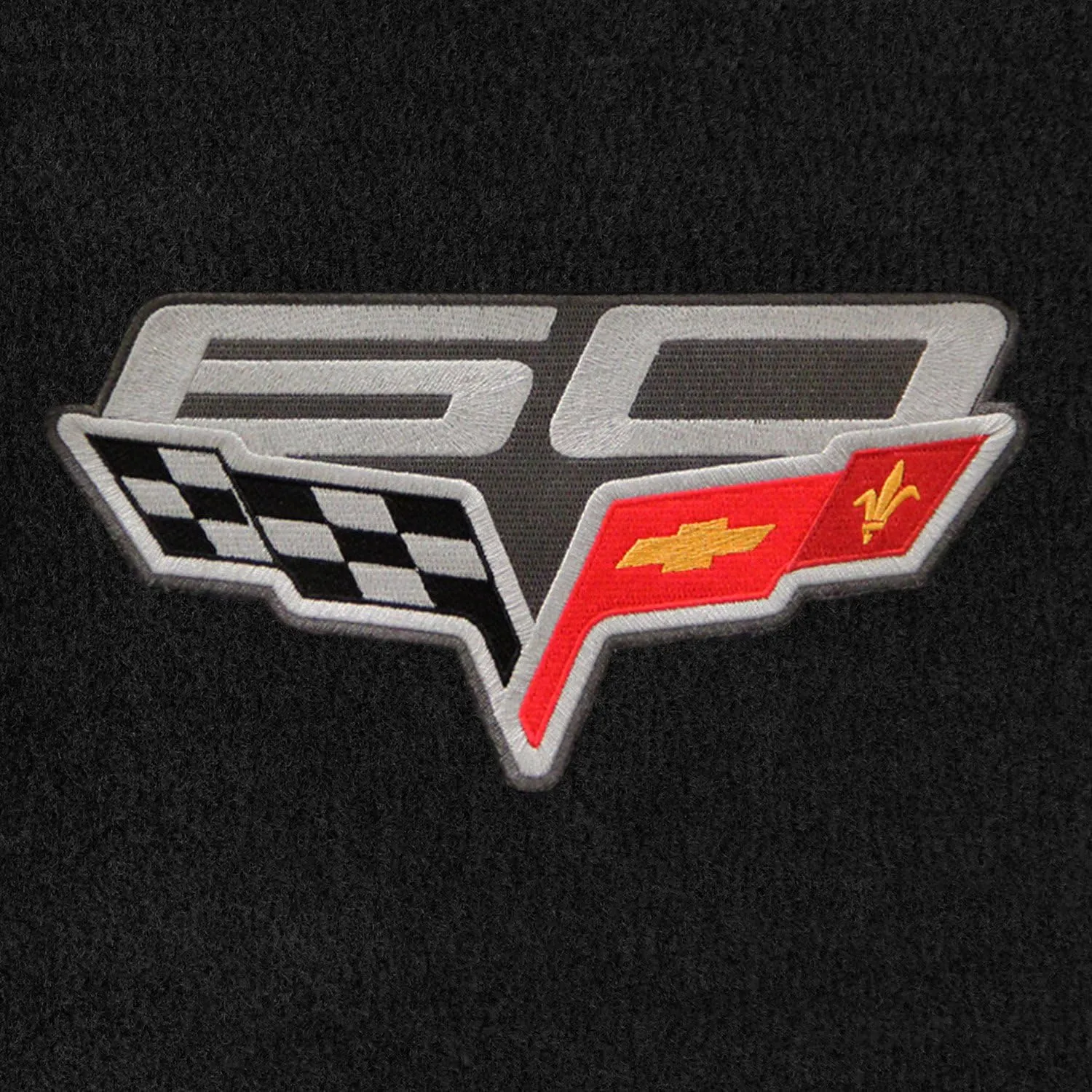 Lloyd Mats ® - Velourtex Ebony Front Floor Mats for Corvette 60th Anniversary 2013 with Corvette 60th Anniversary Logo