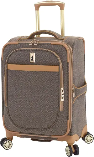London Fog Kensington Navy Sand Herringbone 20" Expandable Spinner Carry, 20 Inch