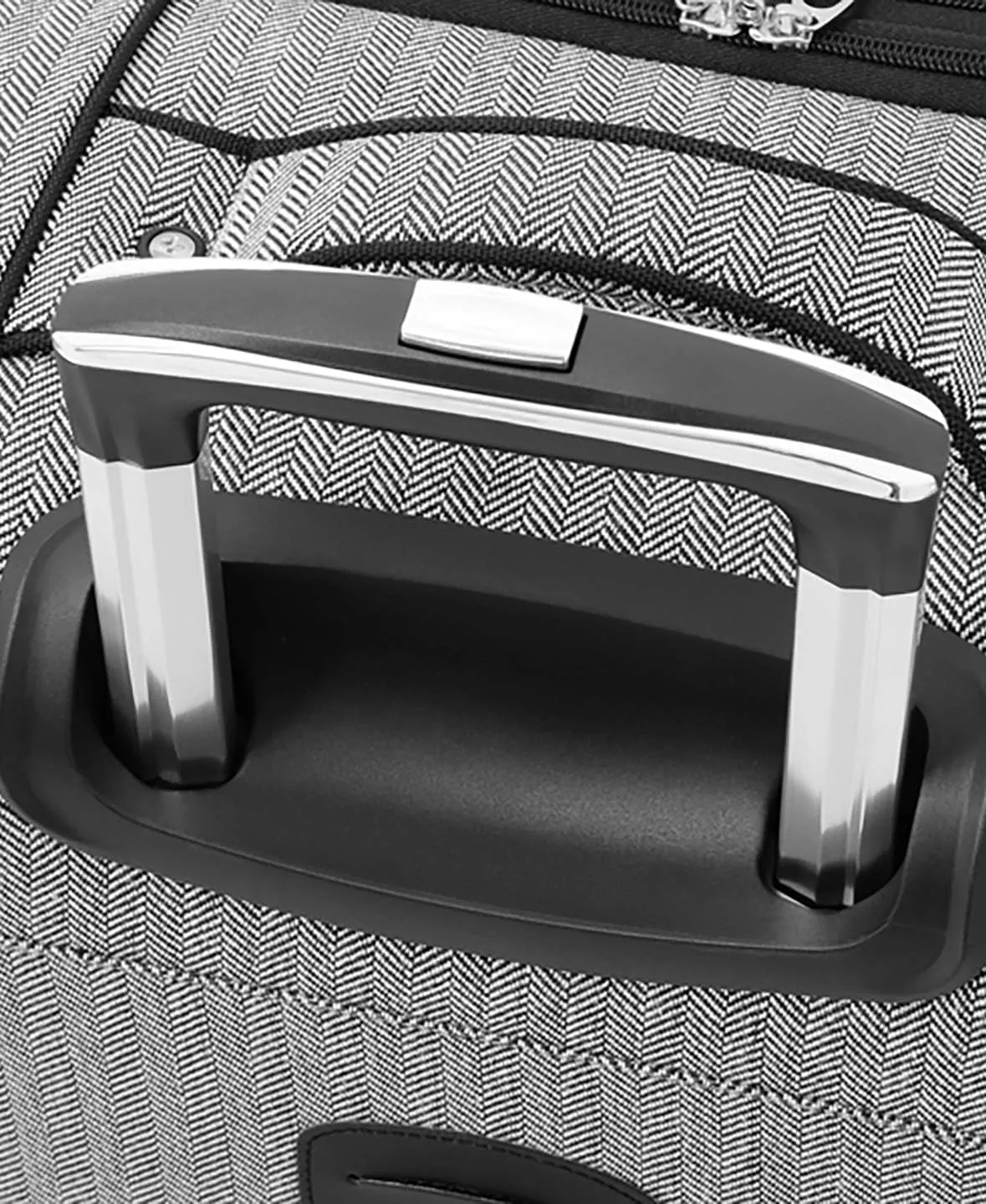 LONDON FOG Newcastle Softside Expandable Spinner Luggage, Black White Herringbone, Carry-On 20-Inch