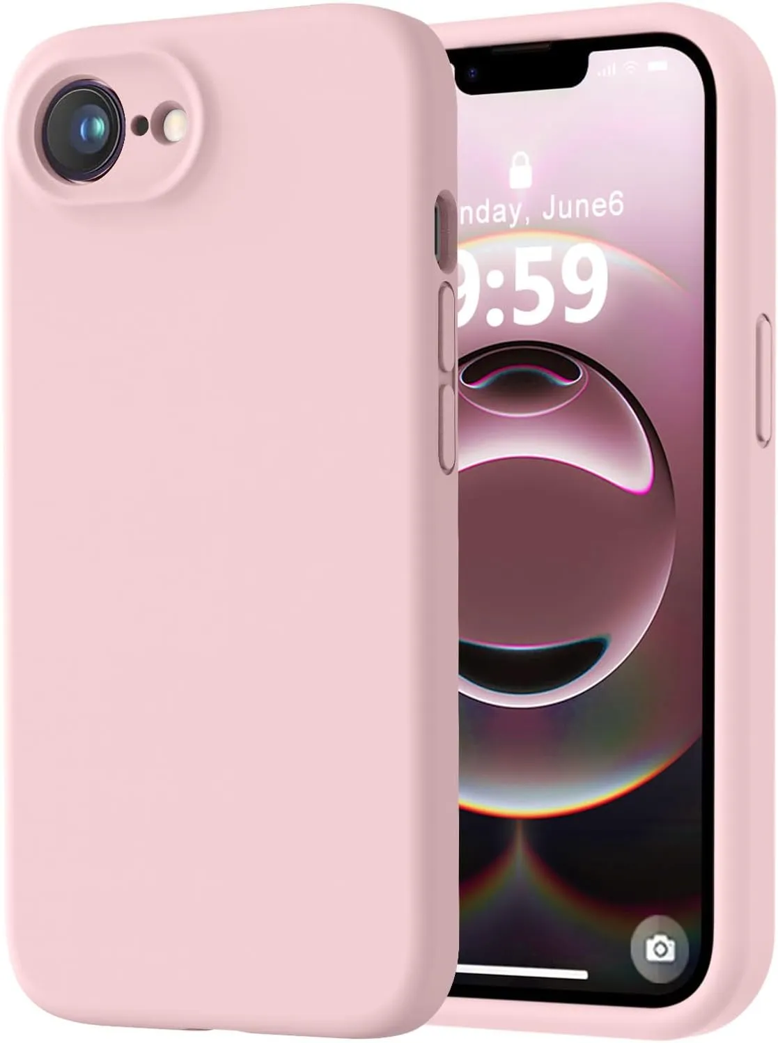LOVE 3000 Designed for iPhone 16e Case, Premium Silicone with [Soft Anti-Scratch Microfiber Lining] Shockproof Protective Phone Case for Men Women Girls 6.1", Chalk Pink