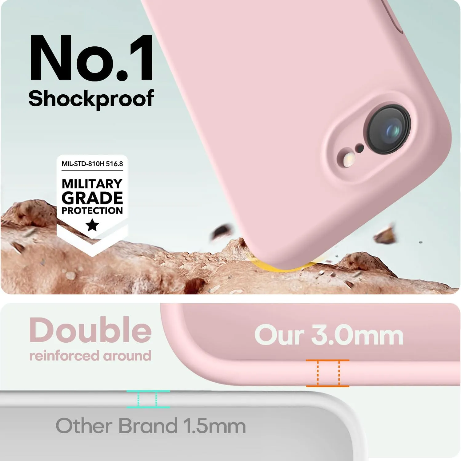 LOVE 3000 Designed for iPhone 16e Case, Premium Silicone with [Soft Anti-Scratch Microfiber Lining] Shockproof Protective Phone Case for Men Women Girls 6.1", Chalk Pink