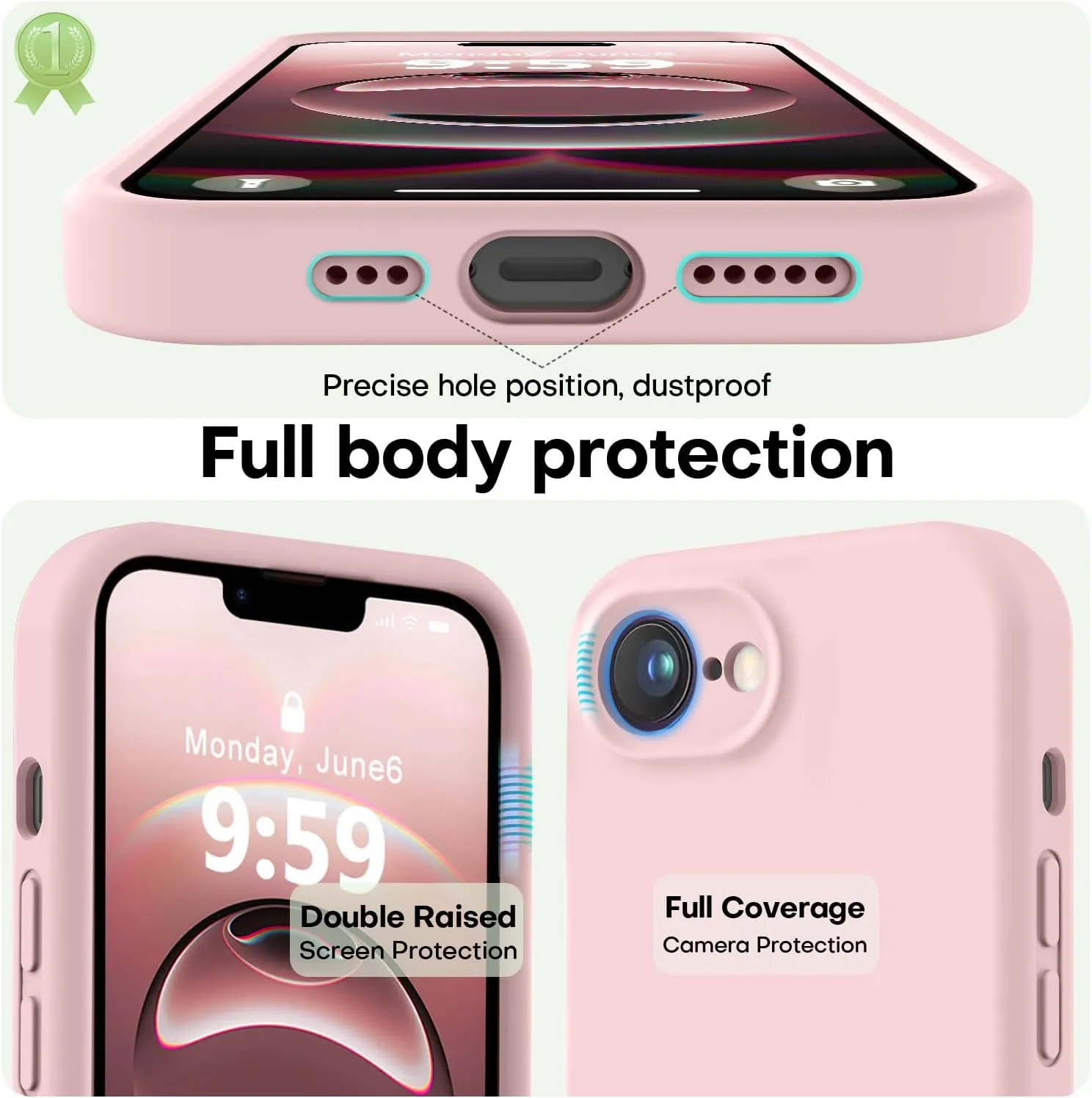 LOVE 3000 Designed for iPhone 16e Case, Premium Silicone with [Soft Anti-Scratch Microfiber Lining] Shockproof Protective Phone Case for Men Women Girls 6.1", Chalk Pink