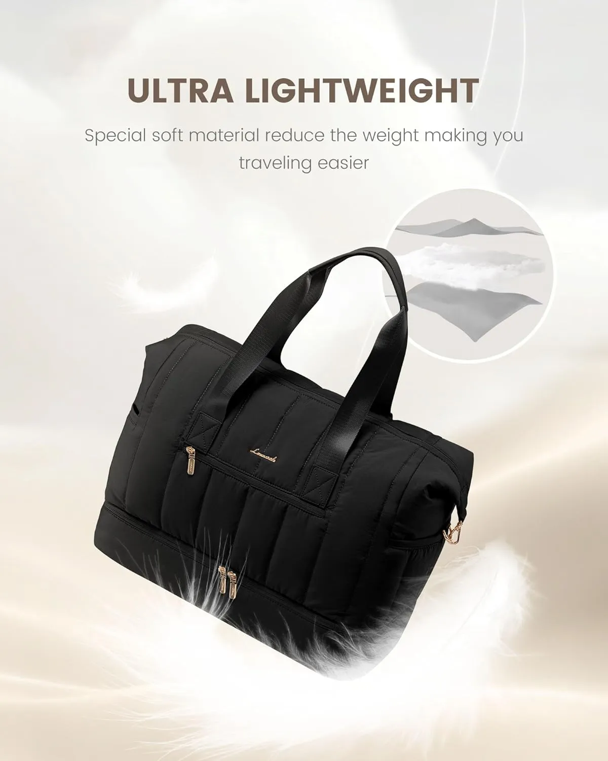 LOVEVOOK Travel Duffle Bag,Puffer Weekender Bags For Women with Shoe Compartment,70L Carry On Duffel Bags For Airplanes,Hospital Bag for Labor and Delivery,Overnight Bag With Toiletry Bag,2Pcs Set