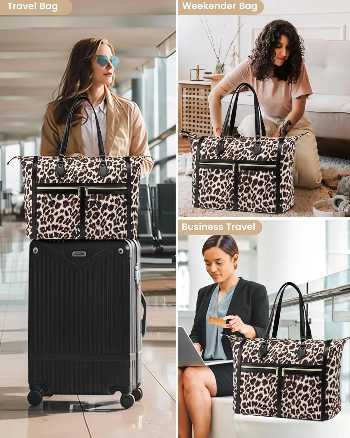 LOVEVOOK Travel Weekender 4-in-1 Duffle With Shoes Compartment, Carry On Overnight Bag, Toiletry Pouch & Wet Pocket, Large Tote for Women Labor Delivery Hospital