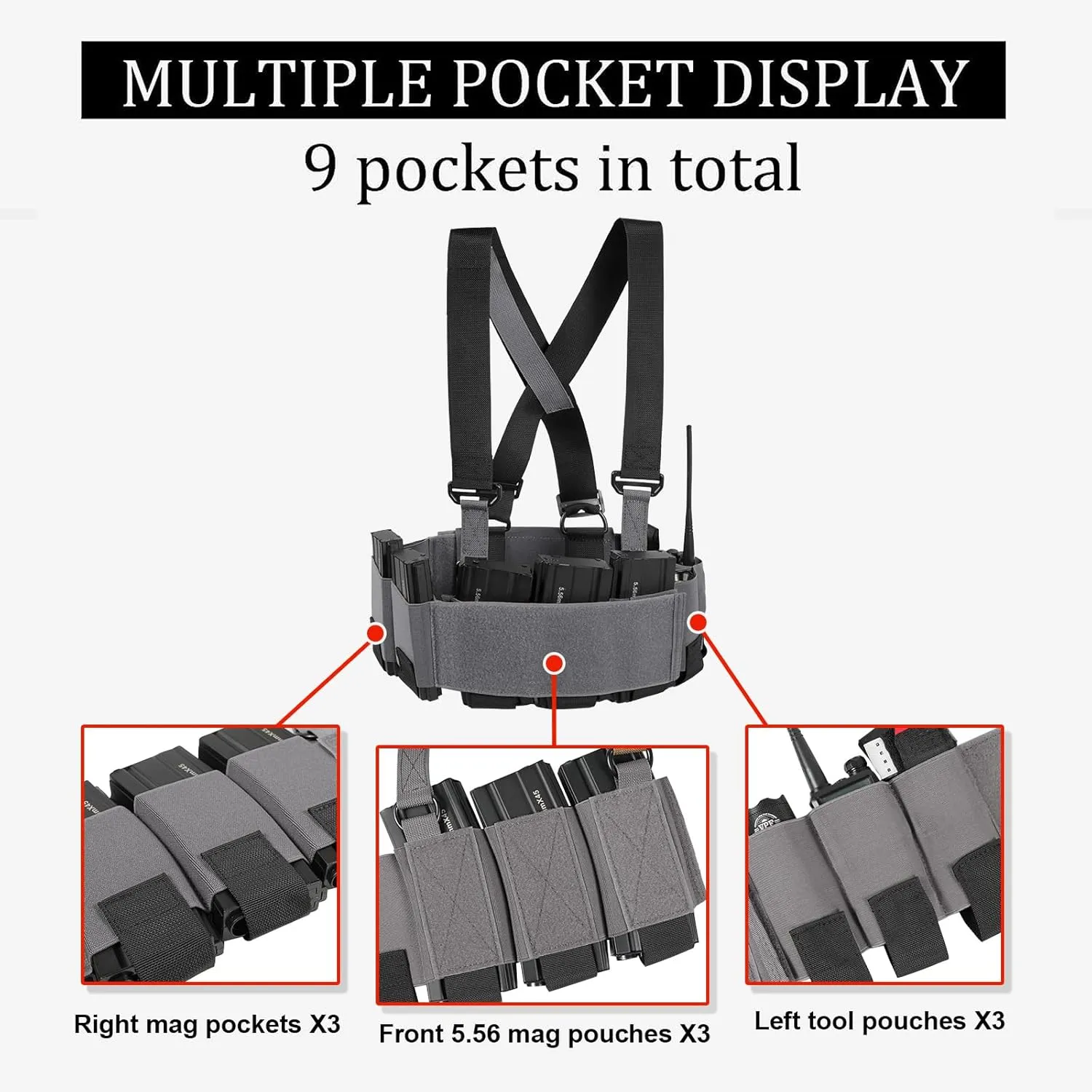 Low-Vis Tactical Chest Fixation Device,Lightweight Elastic Rig Cummerbund Combat Gears.