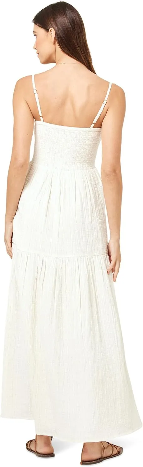 L*Space Mallorca Dress for Women, Full Length Maxi with Adjustable Straps, Tiered Skirt, Chic Dress for Vacation, 100% Cotton