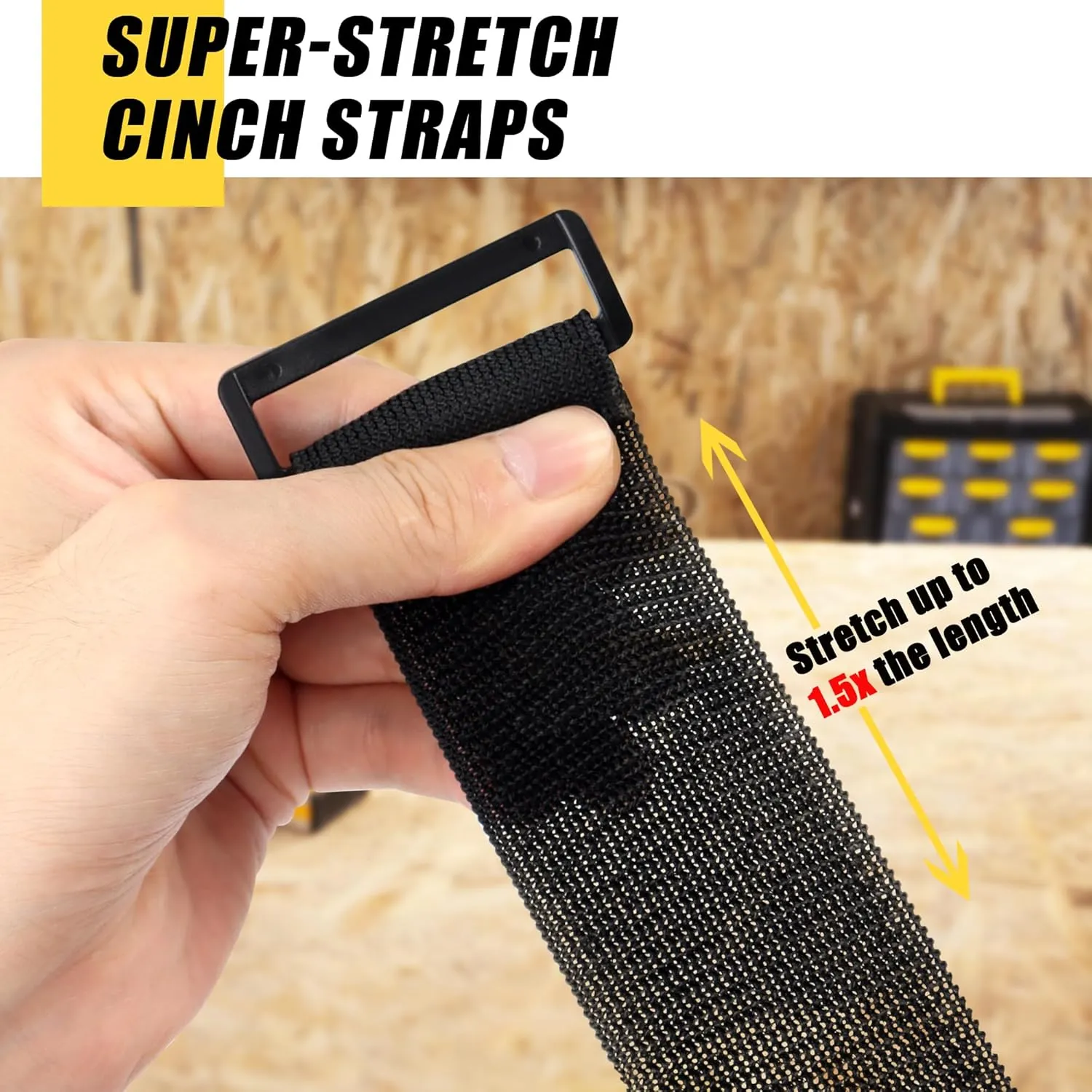 LuBanSir Cinch Straps, Assorted 9 Pack（9“/12”/18“） Super-Stretch Storage Straps Fit House, Garage, Workshop, Boat, Car Organization