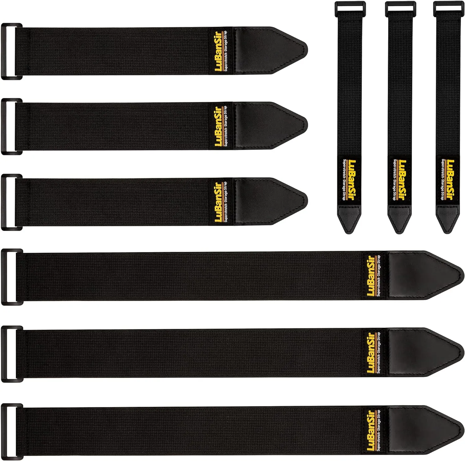 LuBanSir Cinch Straps, Assorted 9 Pack（9“/12”/18“） Super-Stretch Storage Straps Fit House, Garage, Workshop, Boat, Car Organization