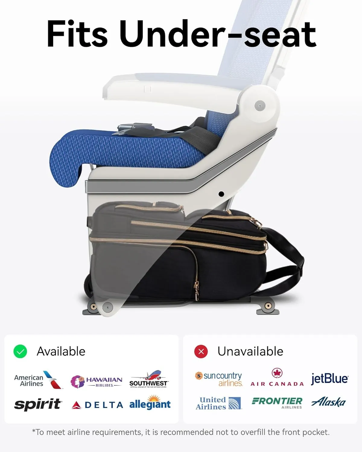 LUGGEX Underseat Carry On Luggage with Wheels, Stylish Lightweight Under Seat Luggage, Soft Sided Personal Item Suitcase for Short Trip (Cream White, 16 Inch)