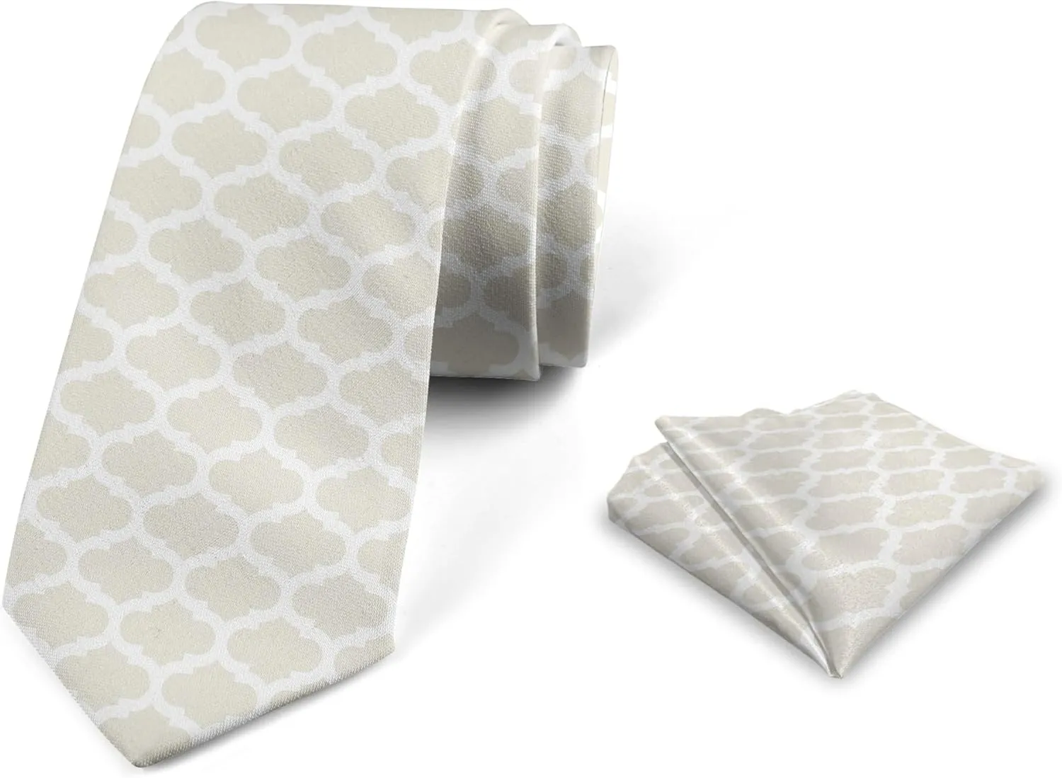 Lunarable Men's Tie Set, Necktie Set Groom Handkerchief for Parties Weddings & All Occasions